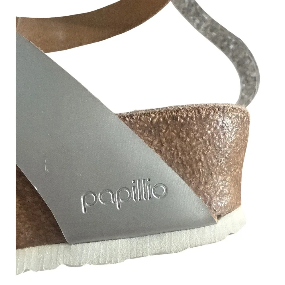 Papillio by Birkenstock LOLA Leather Frosted Metallic Silver EUR 40 US 9-9.5 EUC